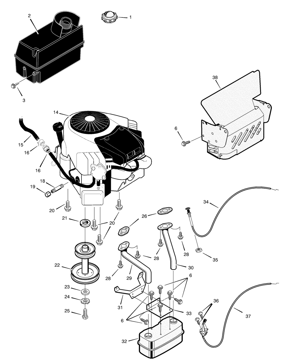Engine Mount Assembly Diagram and Parts List for 425013X92A 2003 Briggs and Stratton Lawn Tractor